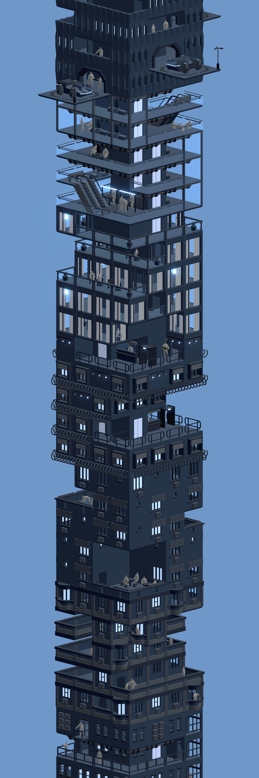 A section of the skyscraper in Going Up.